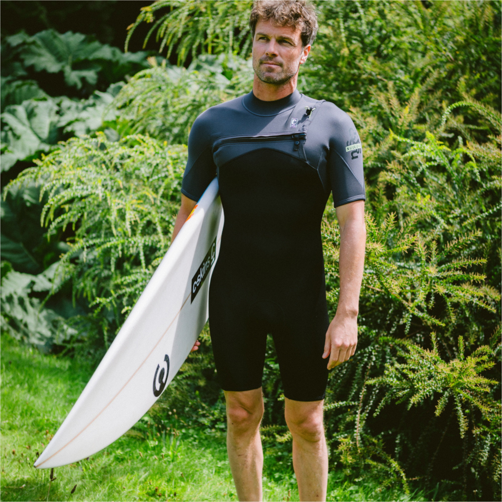 2026 C-Skins Mens NuWave Session Lite 2/2mm Chest Zip Shorty Wetsuit C-NSEL22SHM - Black / Meteor